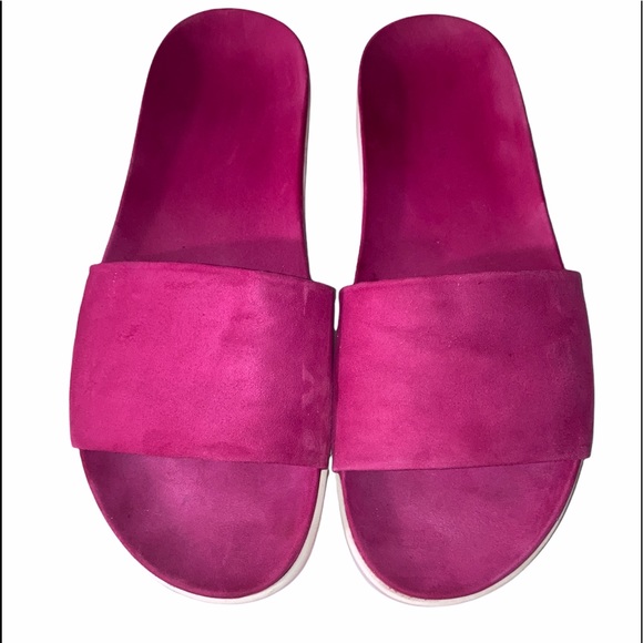 Stuart Weitzman Pink Suede Slides - Picture 2 of 8